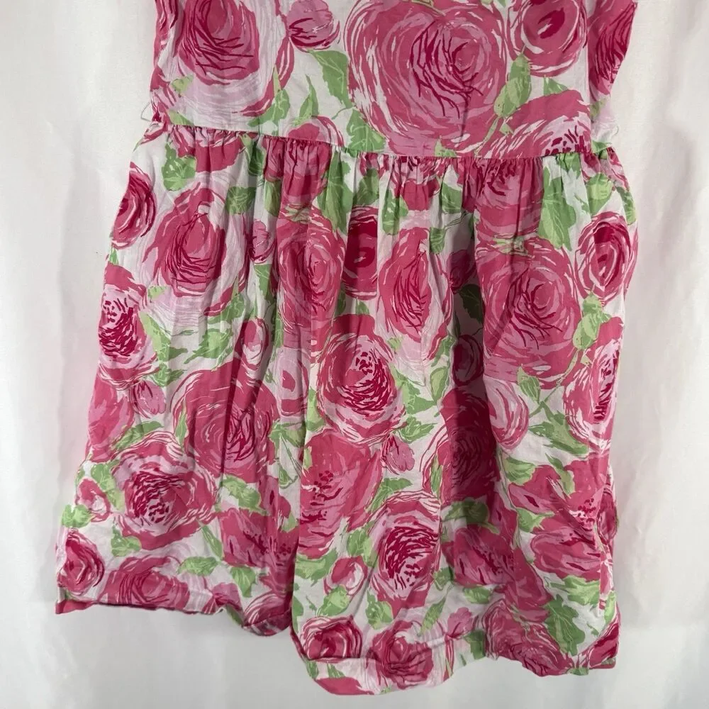 Gap Kids Dress Girls XXL Pink Floral Sleeveless Zip Back Round Neck 100% Cotton